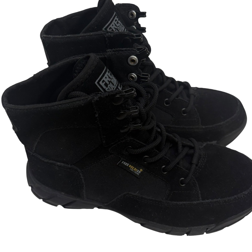 Free Soldier Tactical Black Suede Nylon Combat Boots ACC0006 Mens 7 / Womens 8.5